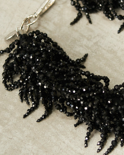 Jet Crystal Tassel Necklace