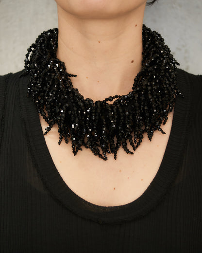 Jet Crystal Tassel Necklace
