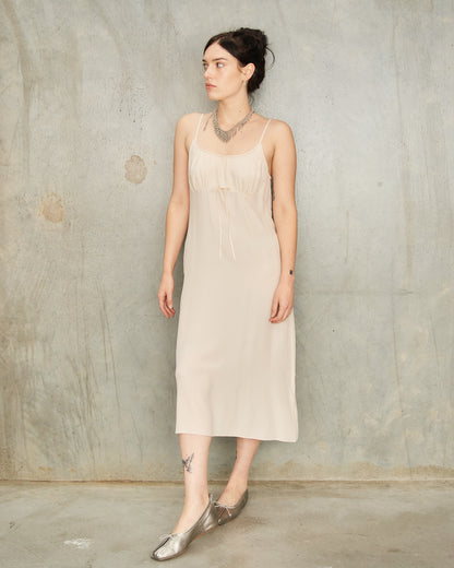 Nude Tulle Carnation Dart Dress