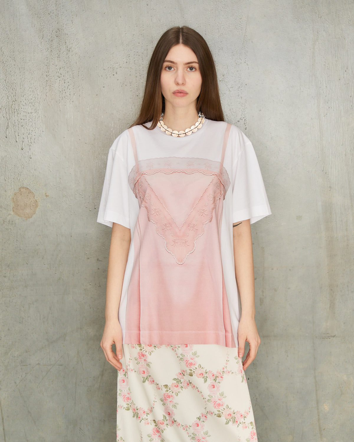 Pink Slip Dress Print T-Shirt