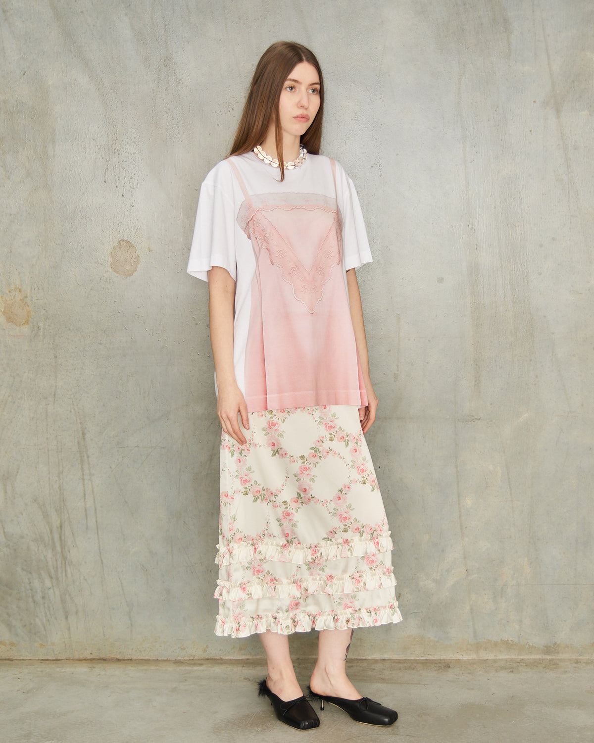 Pink Slip Dress Print T-Shirt