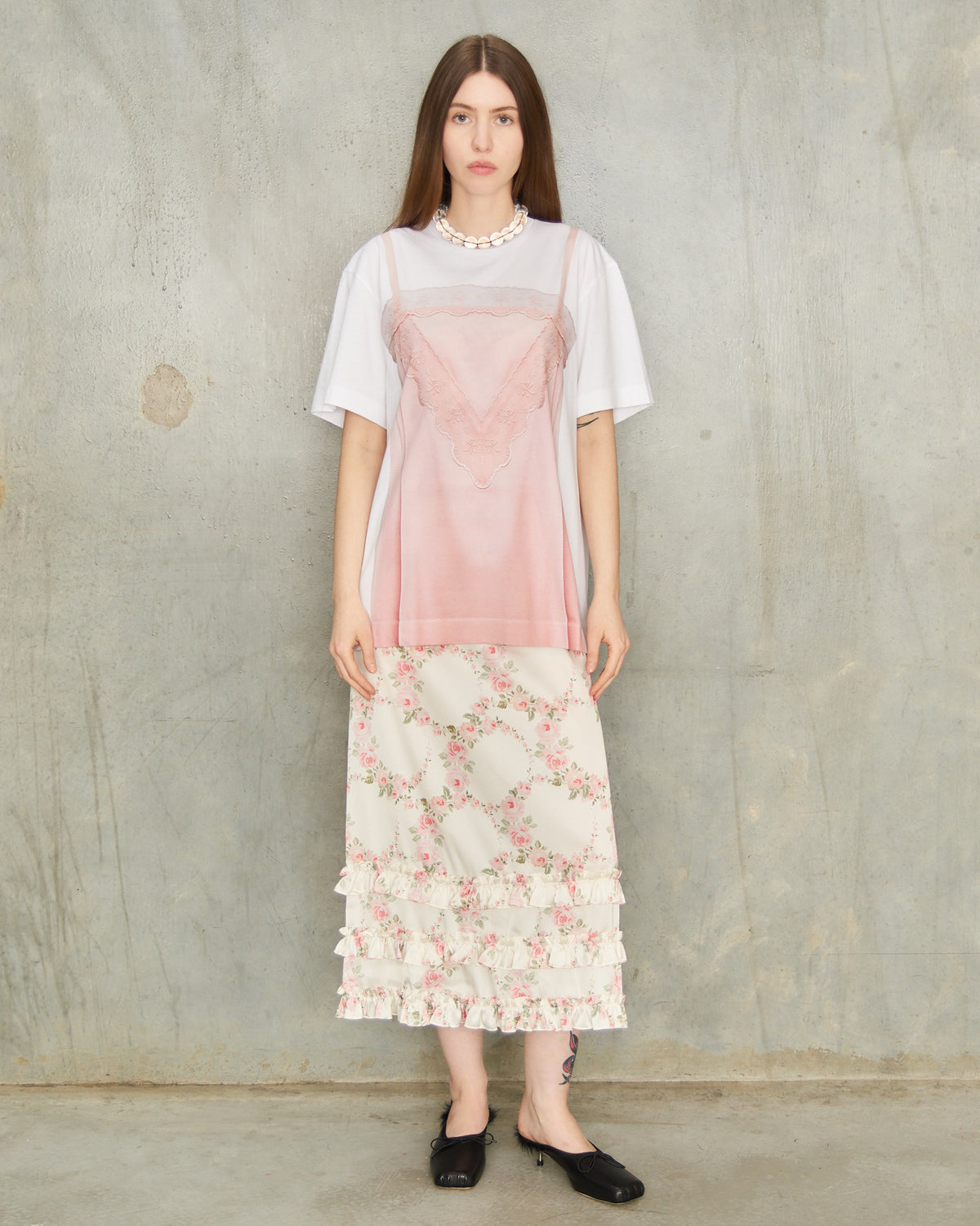 Pink Slip Dress Print T-Shirt