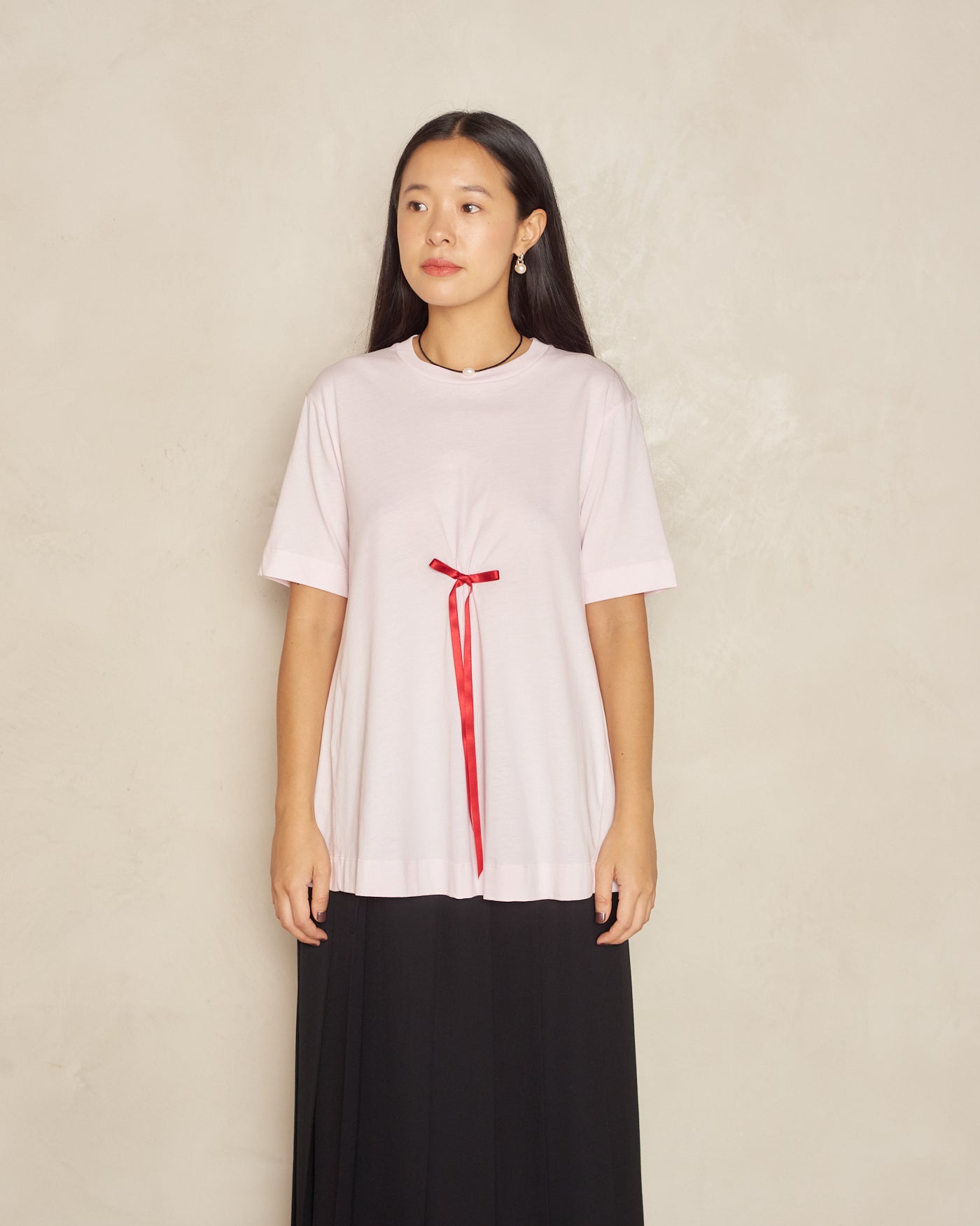 Pink T-Shirt with Red Bow