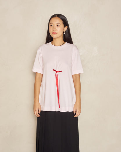 Pink T-Shirt with Red Bow
