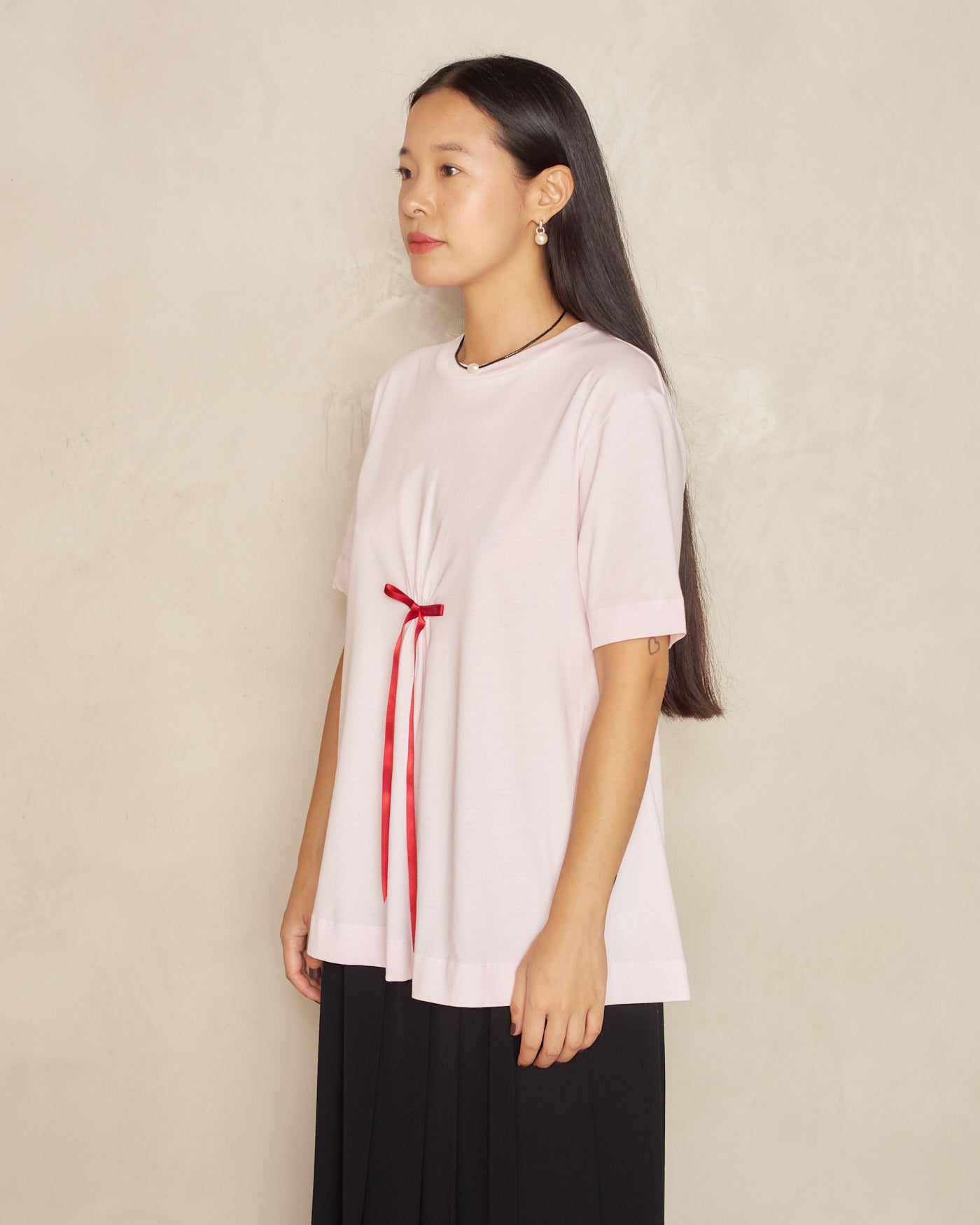 Pink T-Shirt with Red Bow