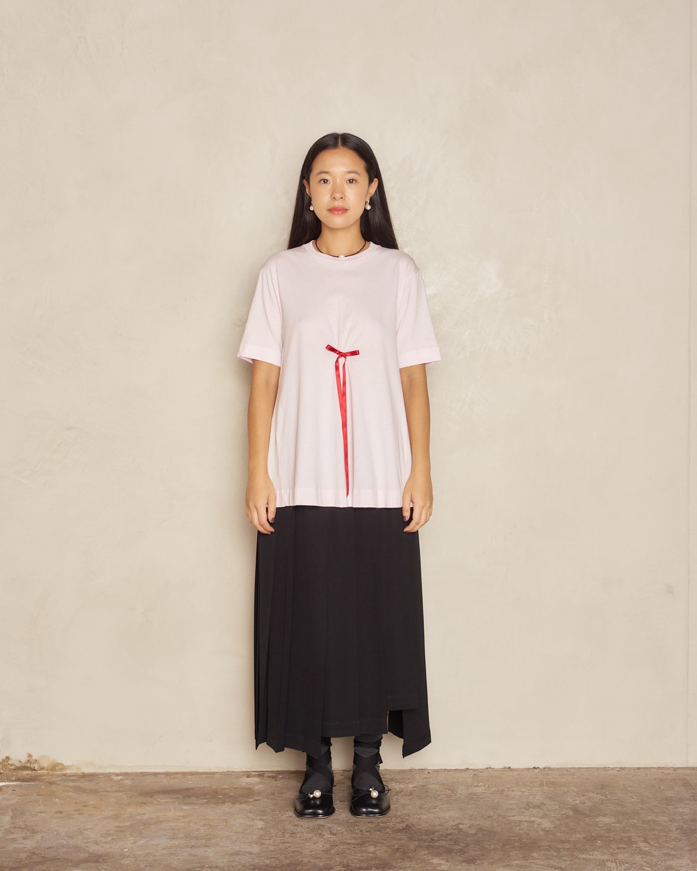 Pink T-Shirt with Red Bow