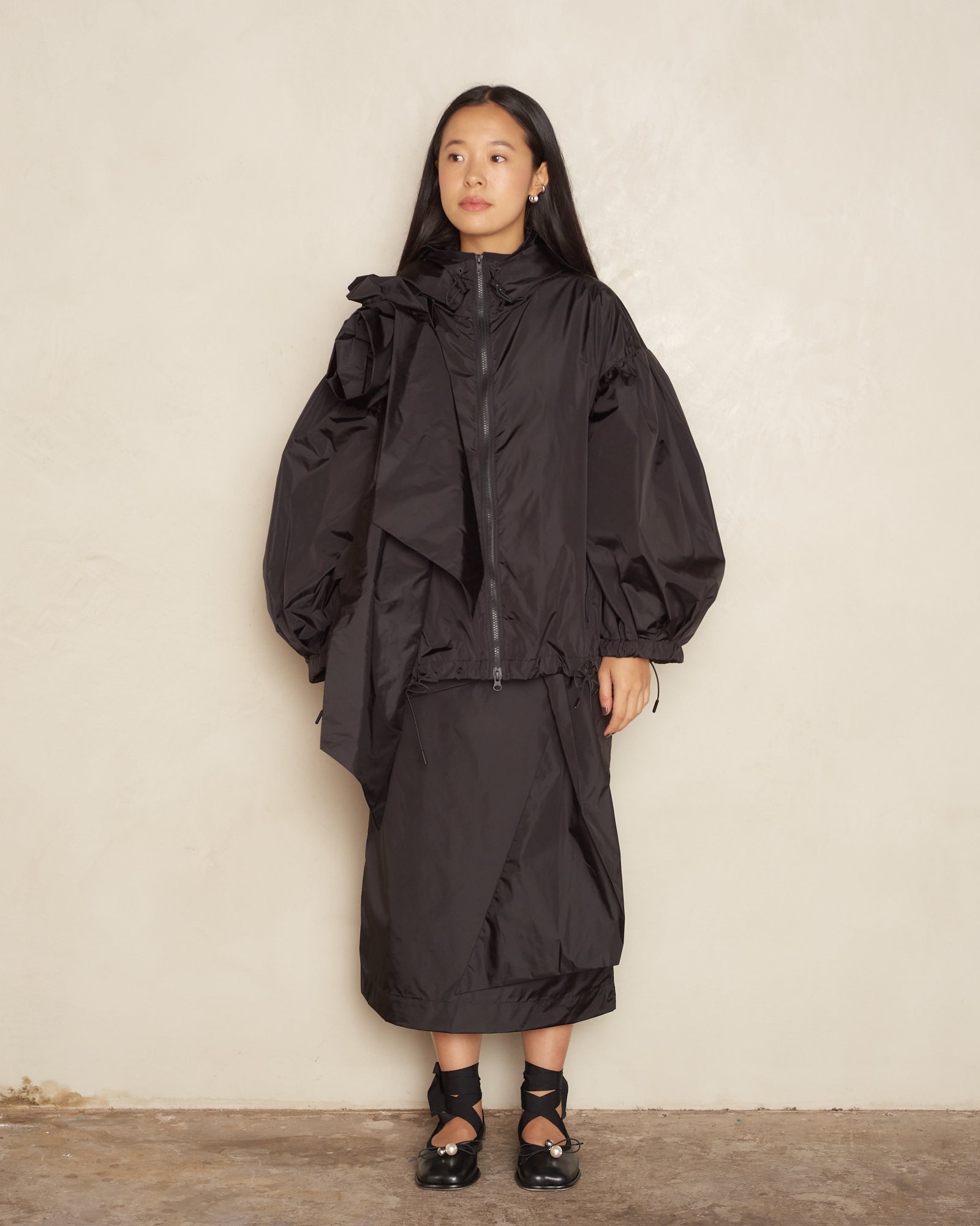 Black Puff Sleeve Pressed Rose Jacket – Dilettante