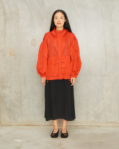 Red Nylon Cargo Puff Jacket