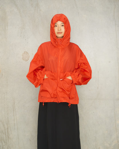 Red Nylon Cargo Puff Jacket