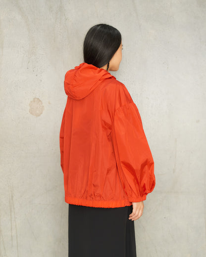 Red Nylon Cargo Puff Jacket