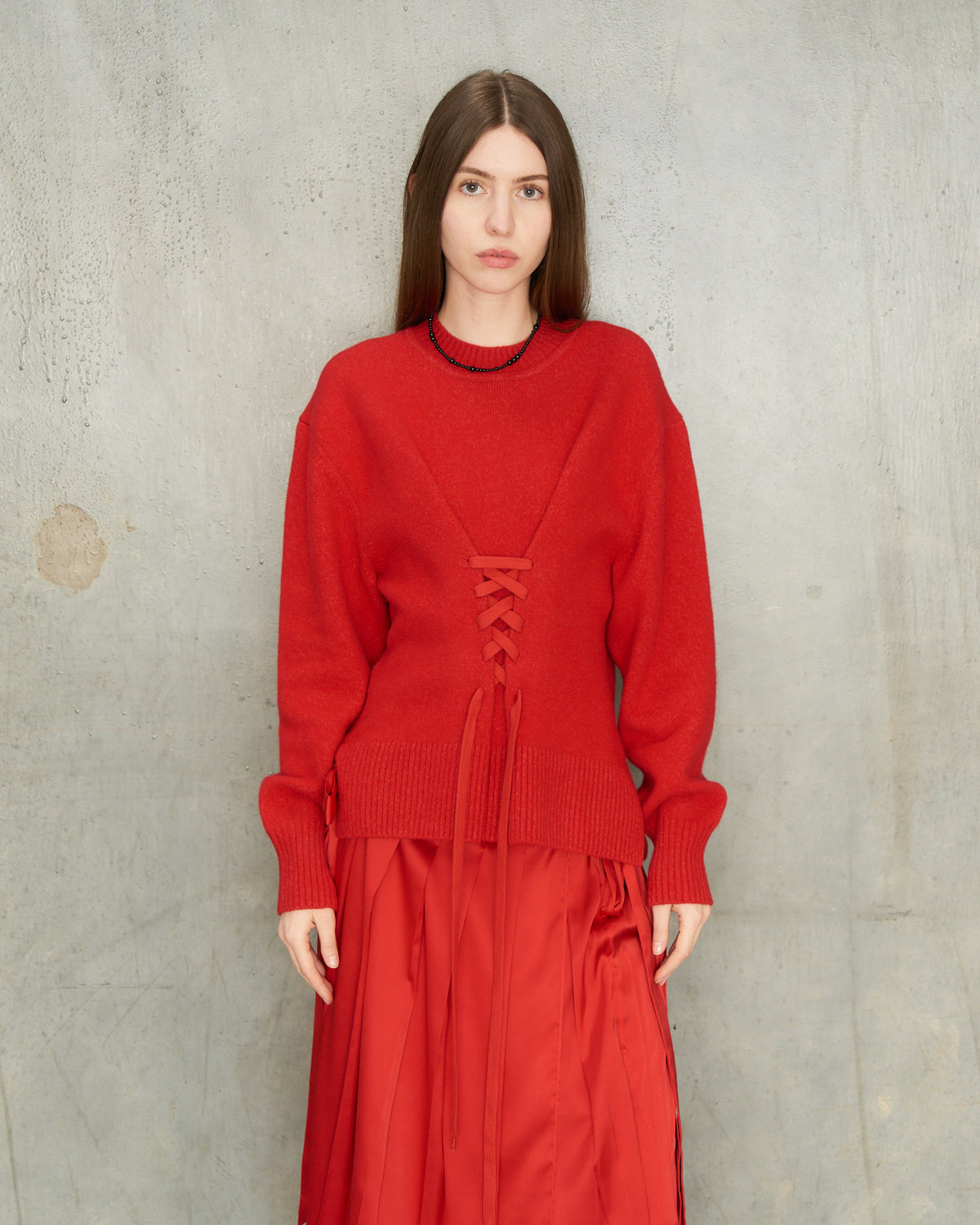 Red Sculpted Corset Jumper