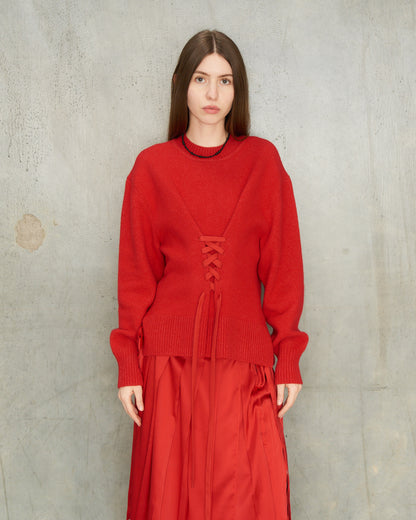 Red Sculpted Corset Jumper