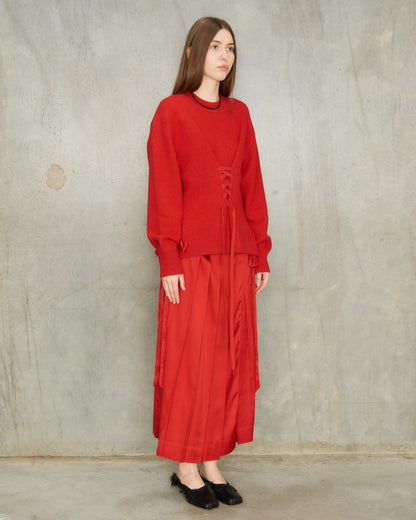 Red Sculpted Corset Jumper