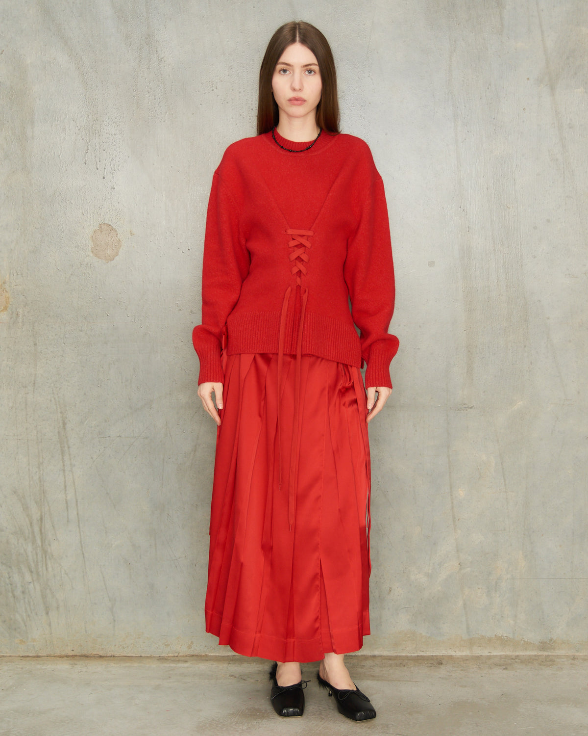 Red Sculpted Corset Jumper