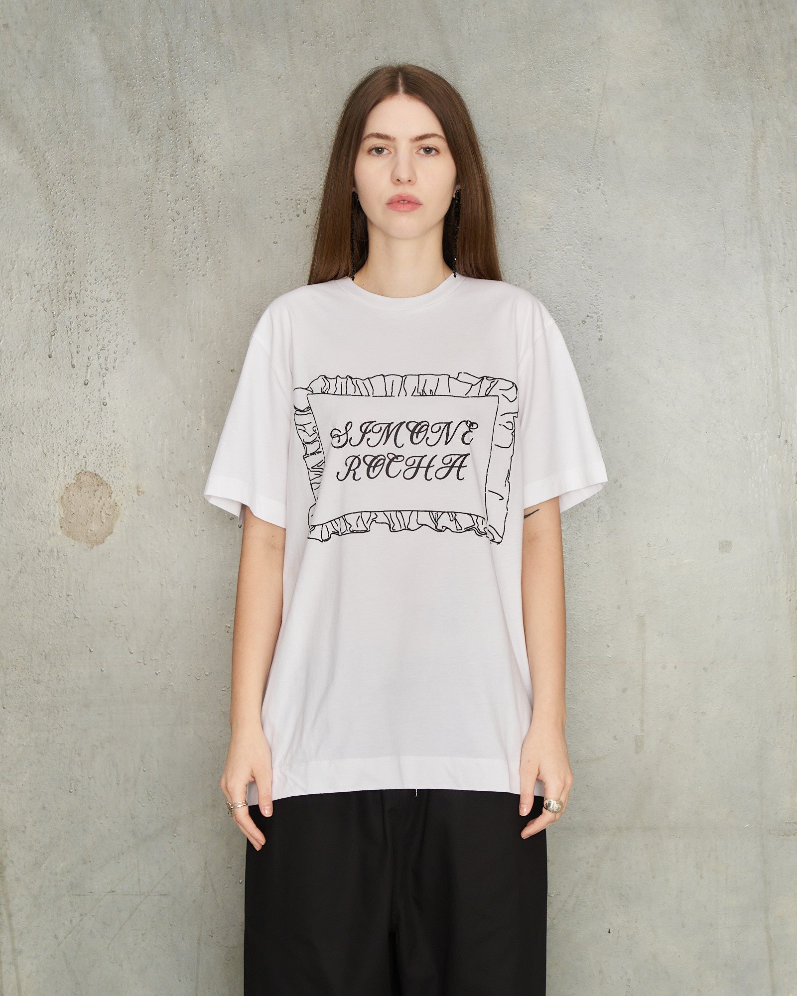 Simone Rocha グラフィック Tシャツ XS Simone Rocha White Pillowcase Logo T-Shirt White 5195P63AW