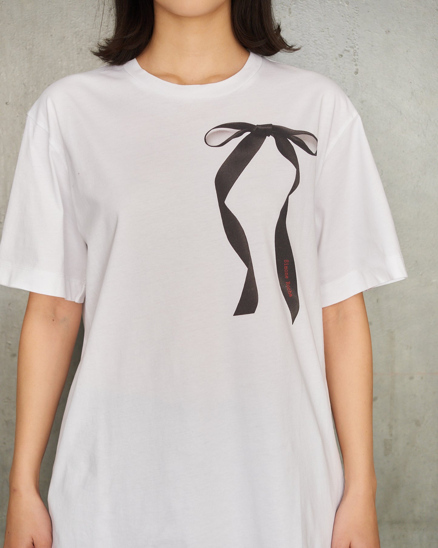 White Ribbon Tail Print T-Shirt