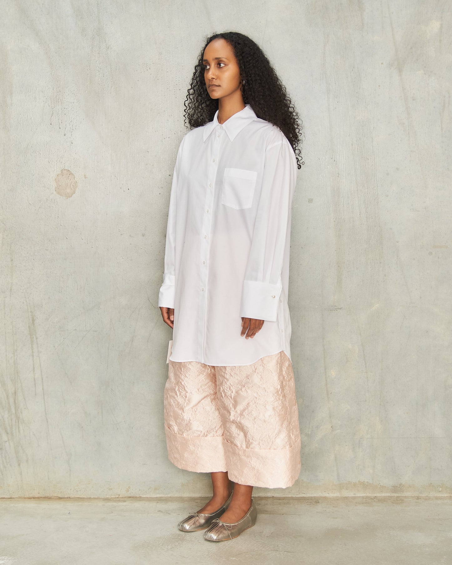 White Button Placket Shirt