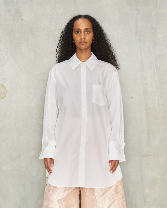 White Button Placket Shirt