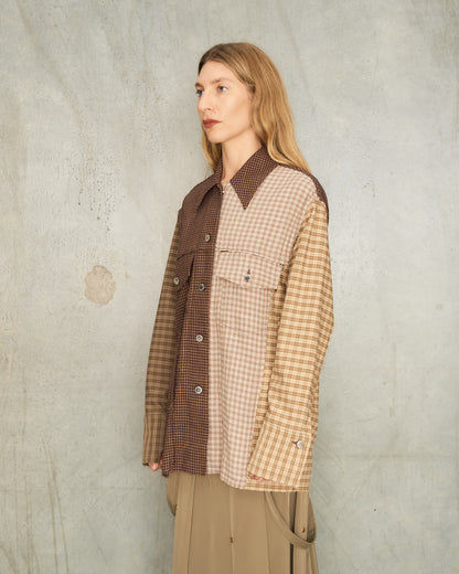 Beige Check Worker Jacket