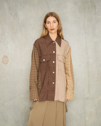 Beige Check Worker Jacket