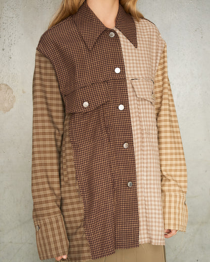 Beige Check Worker Jacket