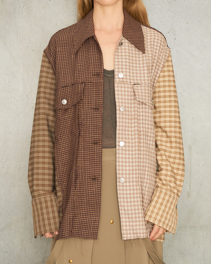 Beige Check Worker Jacket