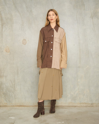 Beige Check Worker Jacket