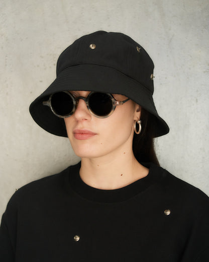 Black Metal Bead Bucket Hat