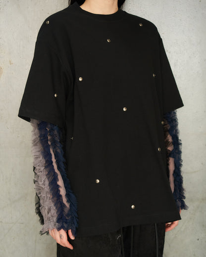 Black Bead Layered Long Sleeve Top