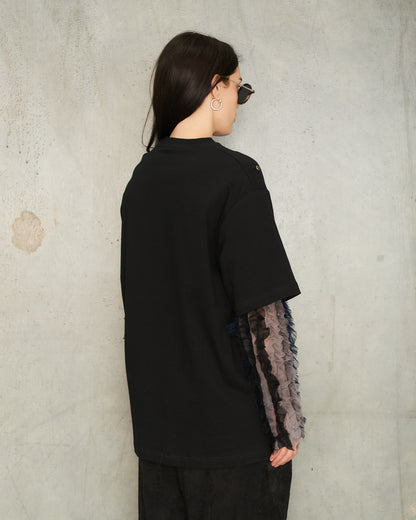 Black Bead Layered Long Sleeve Top