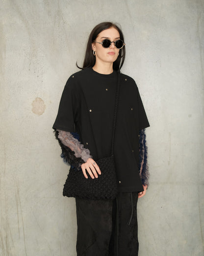 Black Macrame Envelope Bag