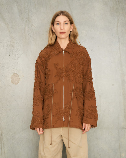 Brown Floral Gathered Jacket