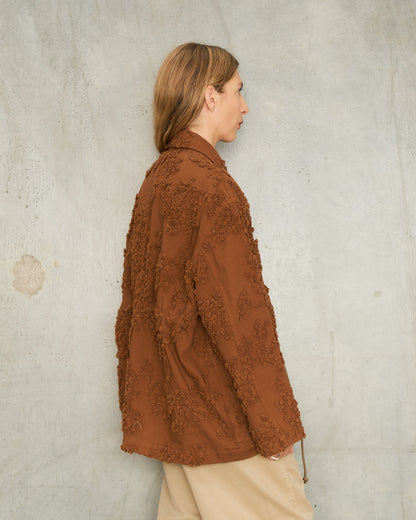 Brown Floral Gathered Jacket
