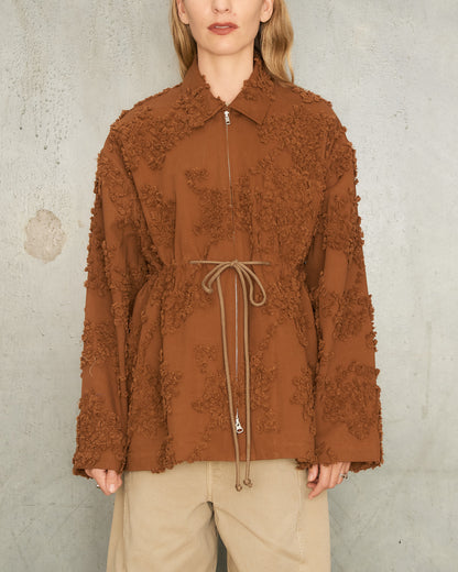 Brown Floral Gathered Jacket