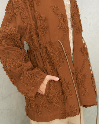 Brown Floral Gathered Jacket