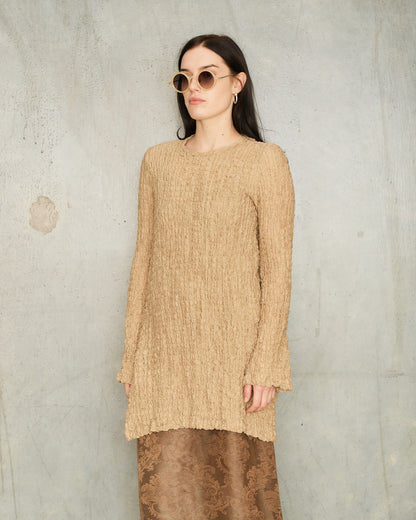 Camel Popcorn Jersey Split Top
