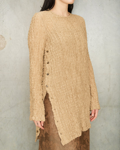 Camel Popcorn Jersey Split Top