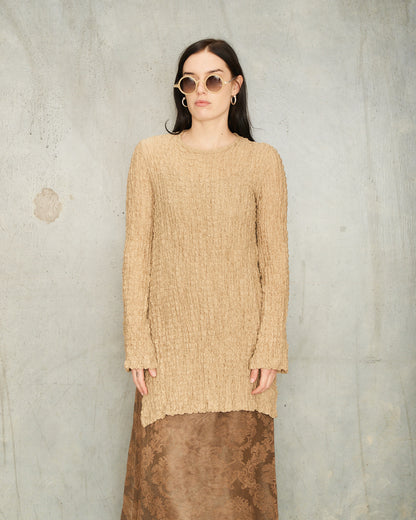 Camel Popcorn Jersey Split Top