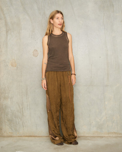 Khaki Antique Floral Pants