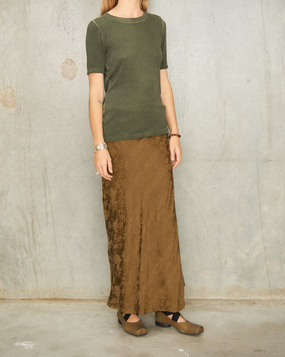 Khaki Antique Floral Wrap Skirt