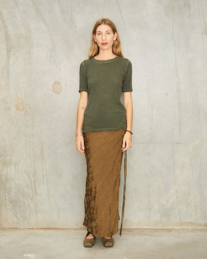 Khaki Antique Floral Wrap Skirt