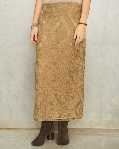 Sand Arabesque Lace Wrap Skirt