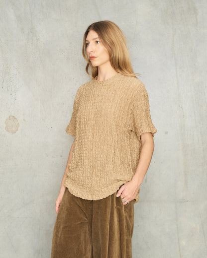 Beige Popcorn Boxy T-Shirt