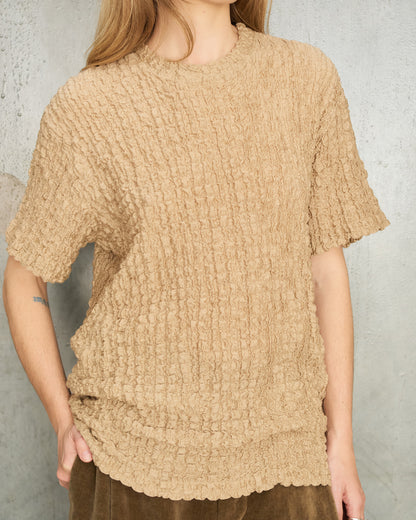 Beige Popcorn Boxy T-Shirt