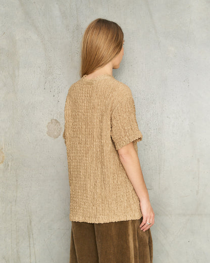 Beige Popcorn Boxy T-Shirt