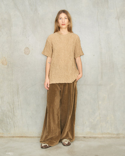 Beige Popcorn Boxy T-Shirt