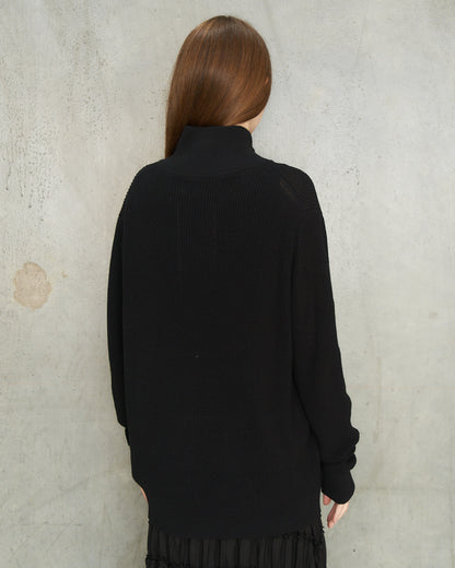 Black Flower Zip Up Cardigan
