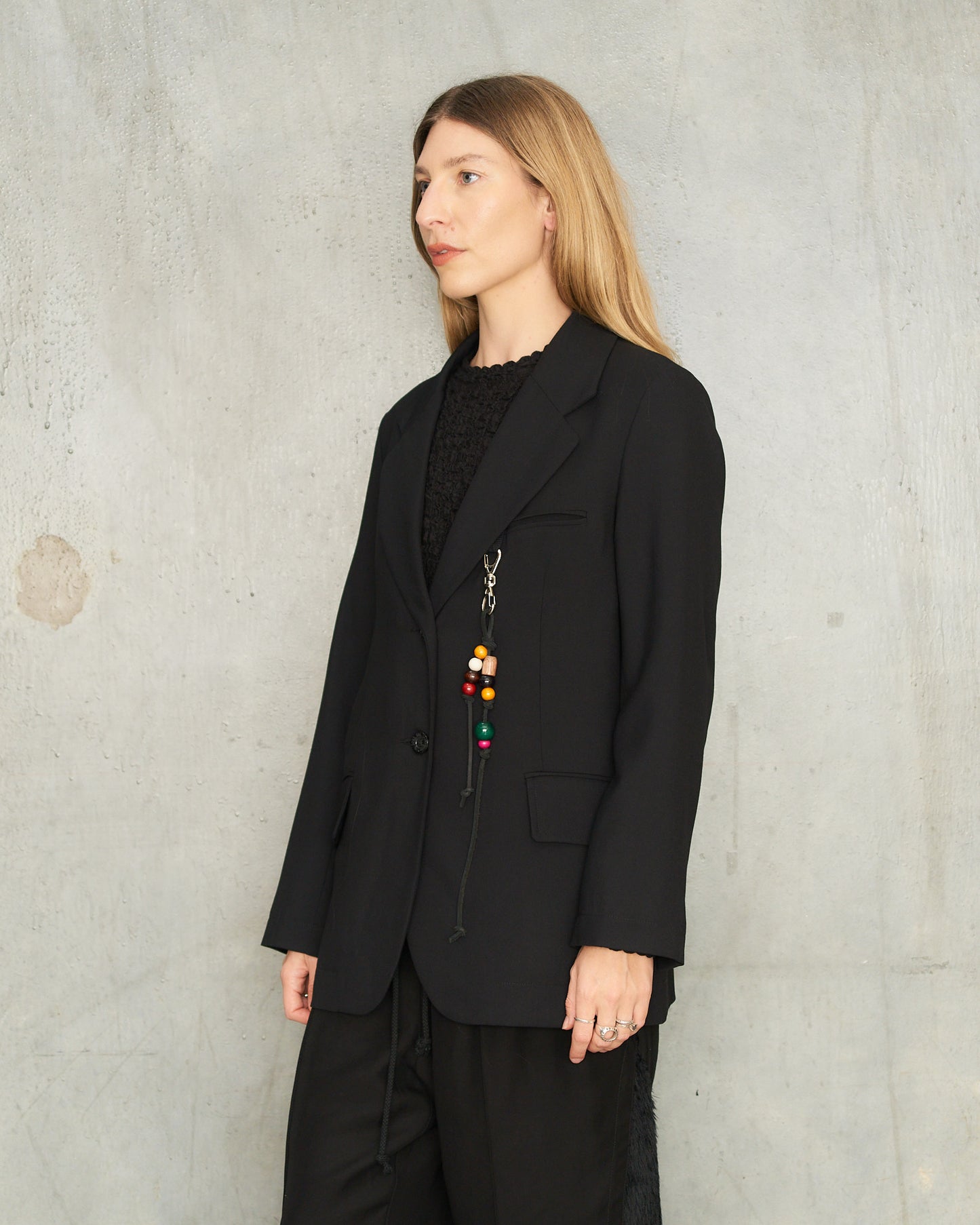 Black Gabardine Tailored Blazer
