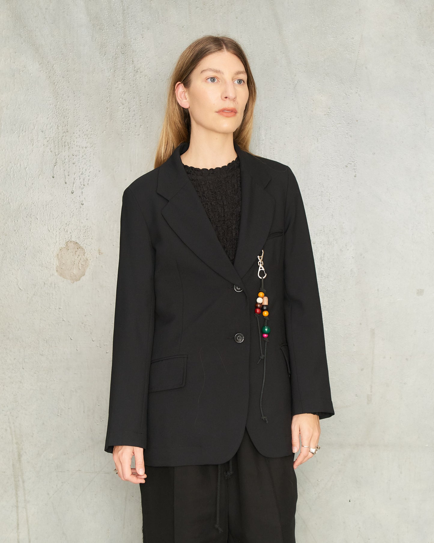 Black Gabardine Tailored Blazer