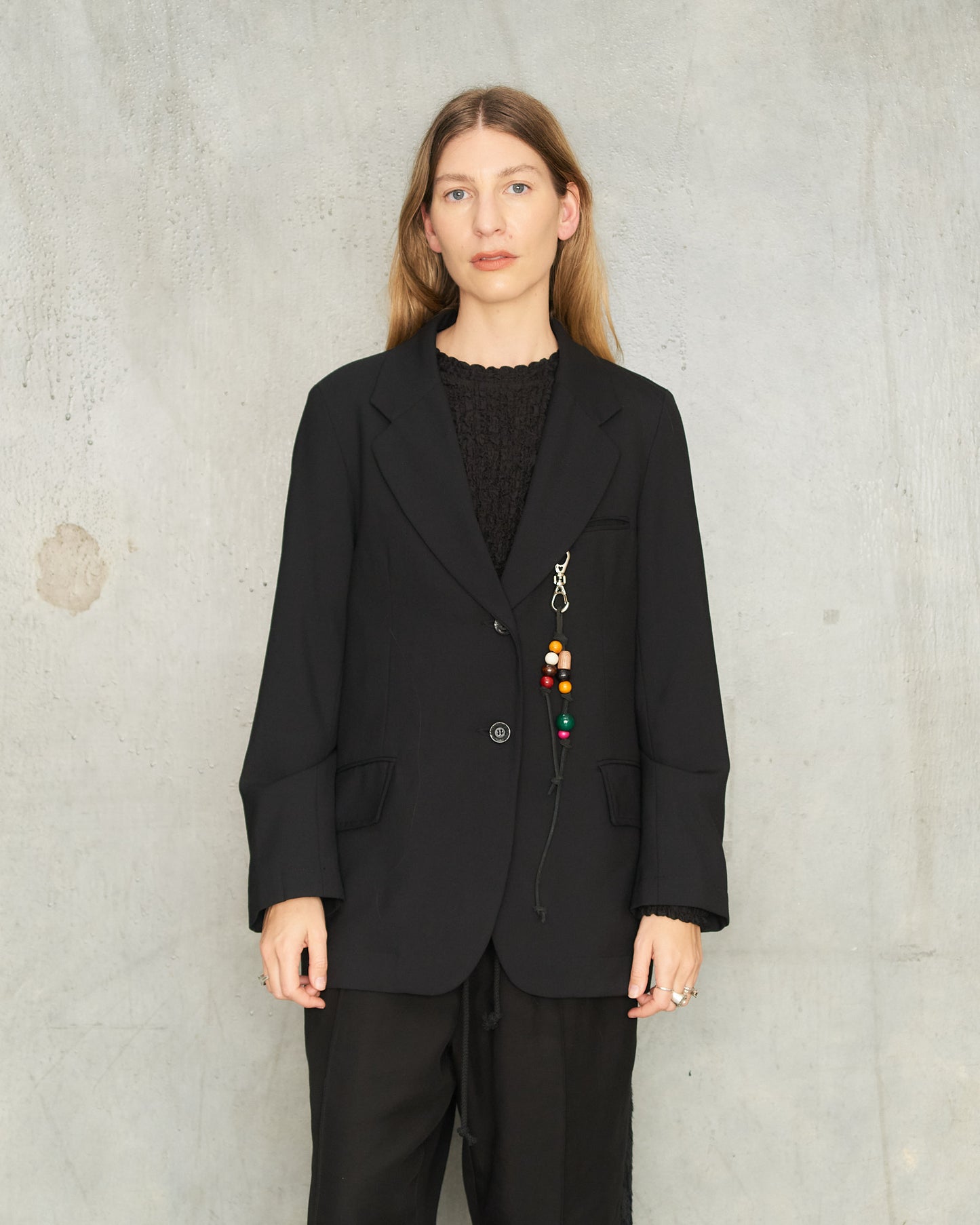 Black Gabardine Tailored Blazer